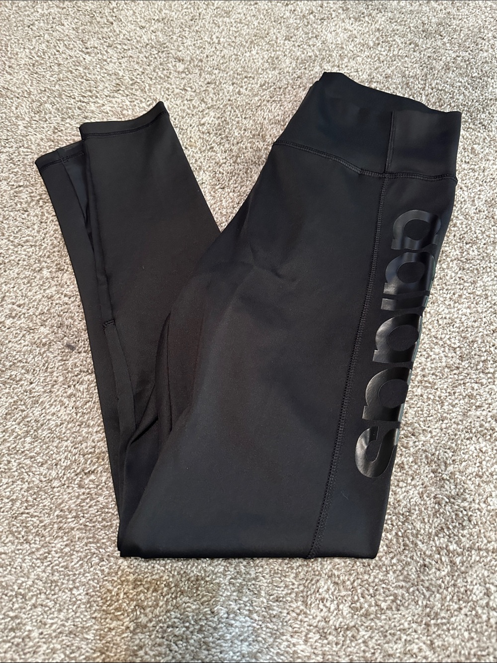 adidas Black Logo Side-Print Kids Leggings